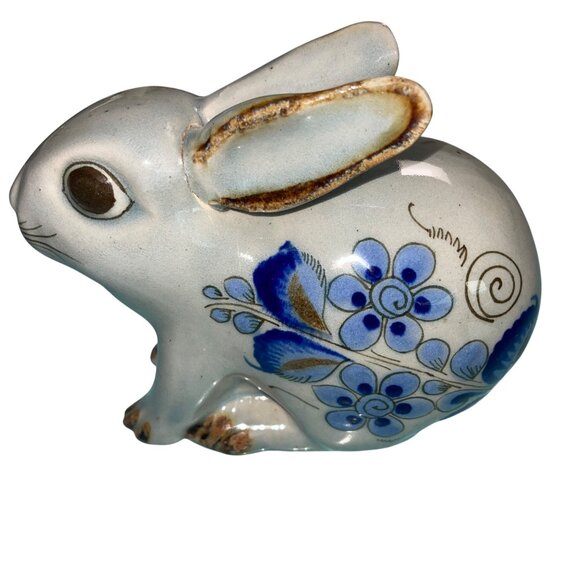 Ken Edwards Other - Ken Edwards Tonala Mexican Pottery Sitting Bunny Rabbit Floral Hand Painted Folk